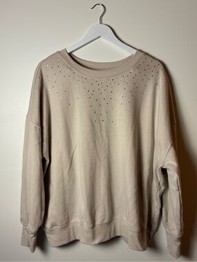 Maurices Beige Embellished Crewneck Sweatshirt, size 1X